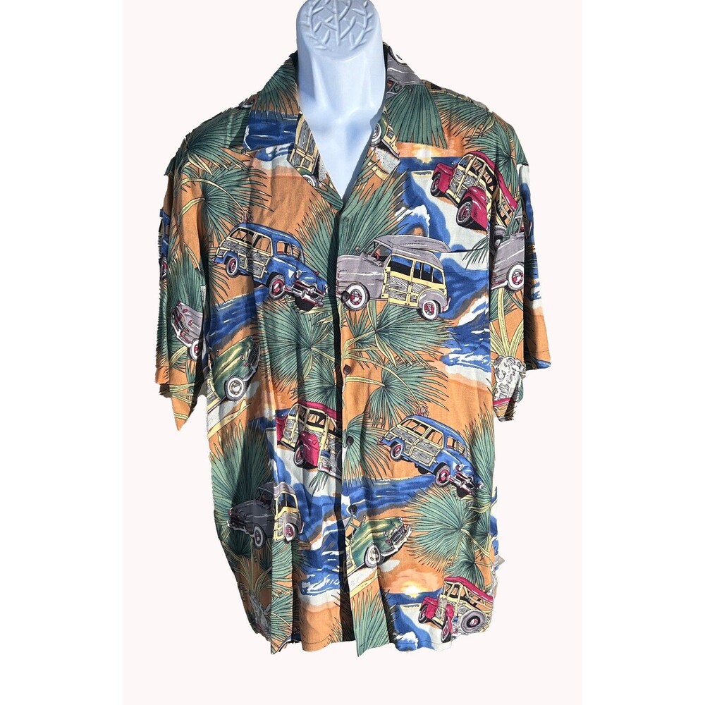 NEXT ORIGINAL‎ Men's Short Sleeve Button Down Woody Car Shirt Large